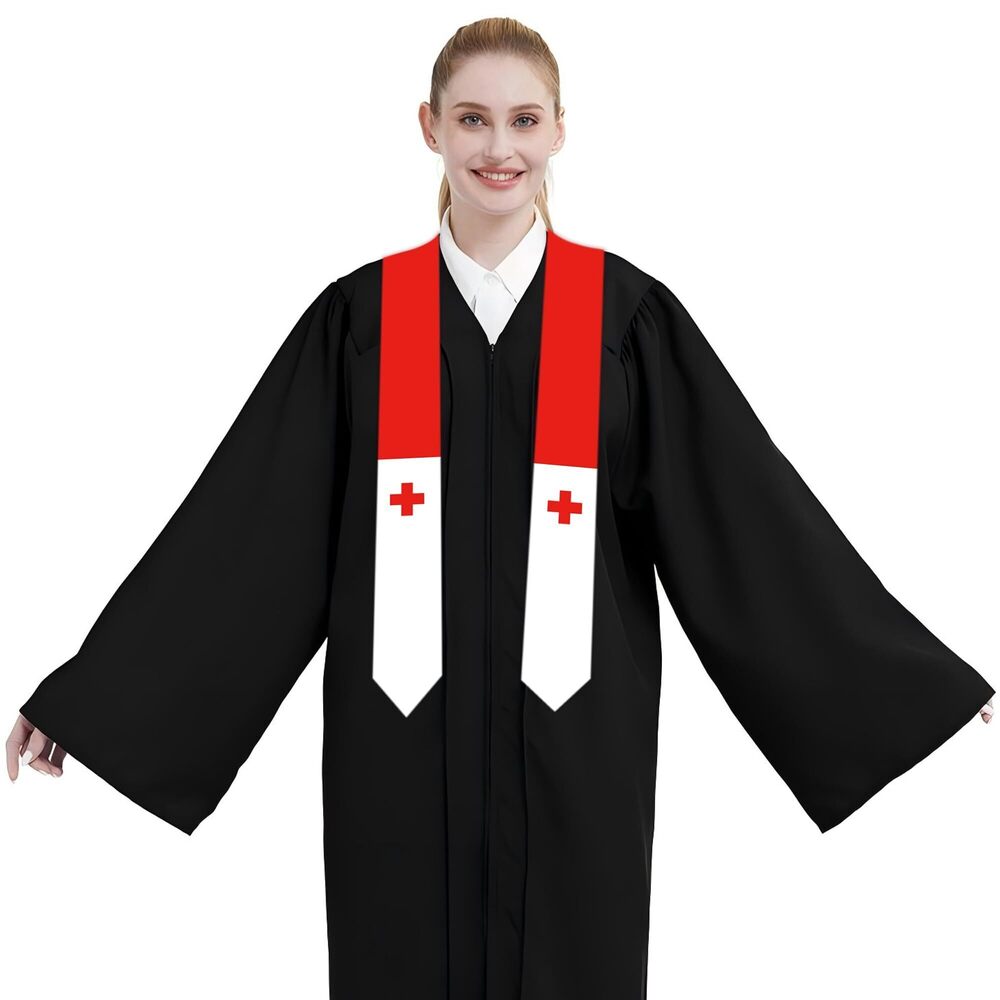 5108 Tonga National Flag Graduation Stole Embroidery Sash for Study Aboard